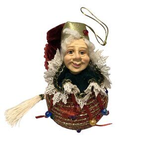 WAYNE KLESKI Christmas Tree Ornament Jester Beaded Ball Red